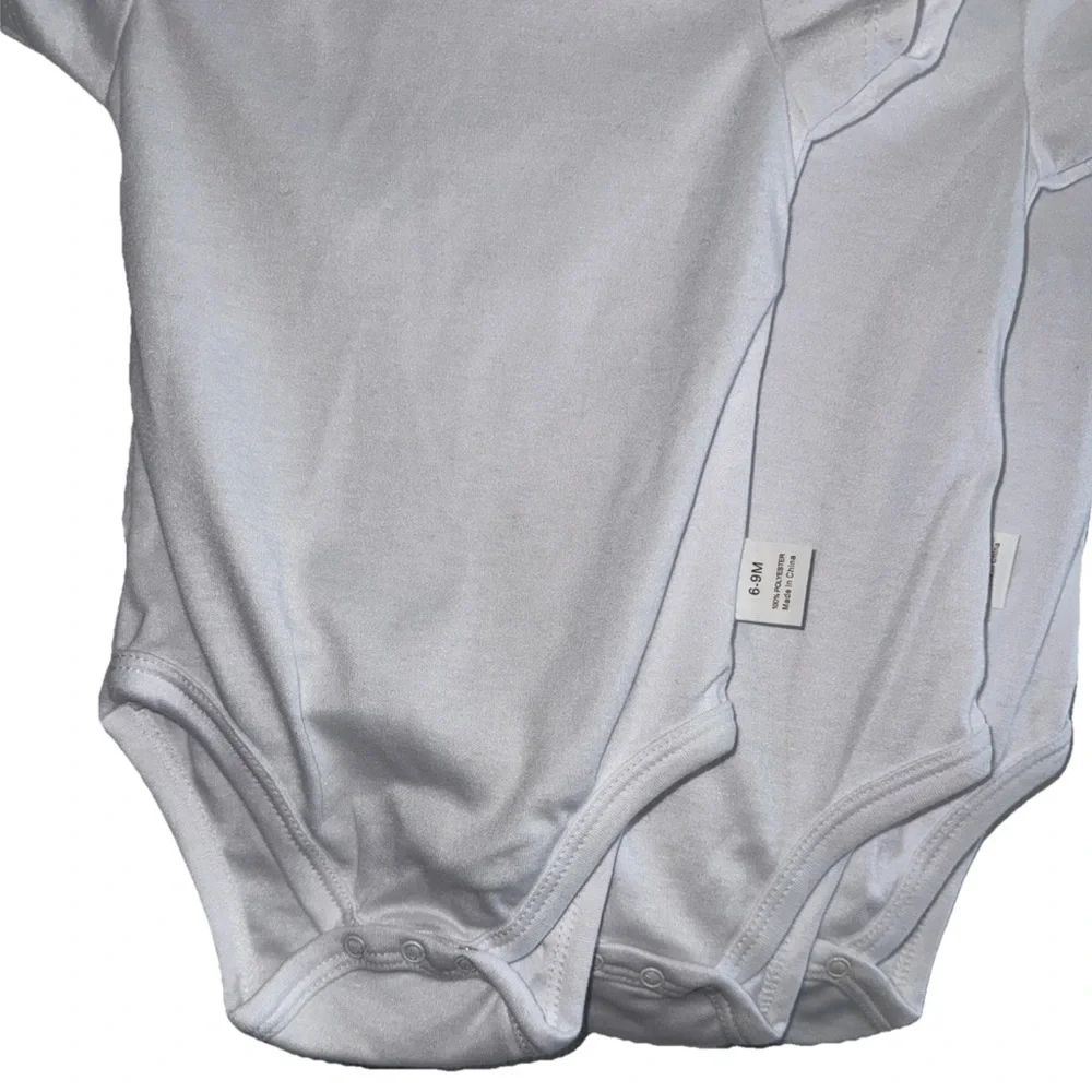 Baby One-Piece Bodysuit (3-Pack) Classic White 6-9 Months NEW